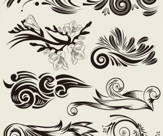 Free Vector Set of Beautiful Floral Elements