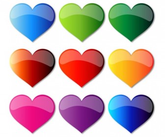 Free Colorful Glass Hearts