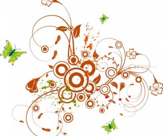Floral Swirl with Butterflies
