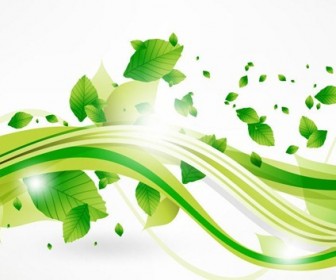 Vector Eco Leaves and Green Wave