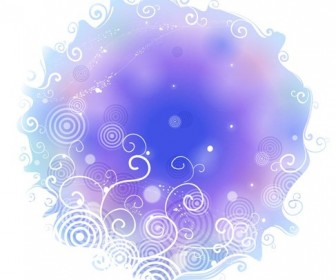 Abstract Blue Background with Swirl Floral