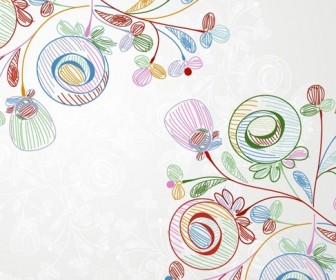 Crayons Style Vector Floral Illustration