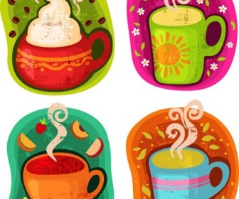 Cup of Hot Drink Coffee or Tea Vector Illustration
