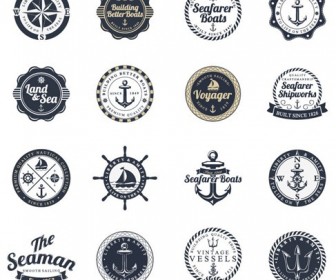Ocean and Sea Labels Stamp Vector Set
