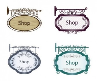 Vintage Signboard Vector Set 1