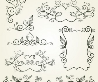 Floral Swirl Elements Vector Graphic