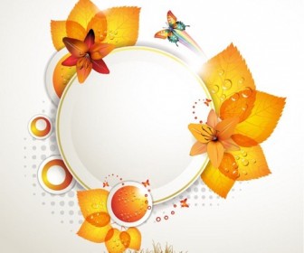 Round Design of Autumnal Leaves Vector Illustration