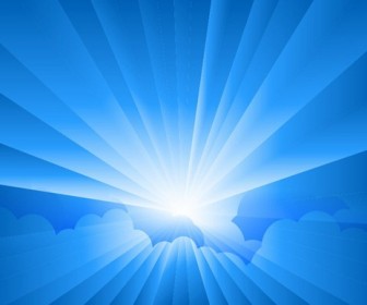 Sun Burst with Rays form Clouds Vector