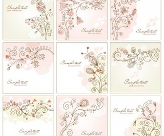 Abstract Swirls Floral Vector Set