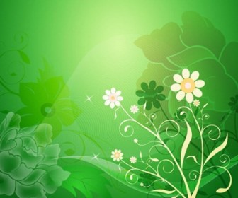 Vector Floral Design on Green Background