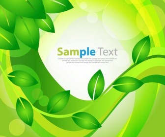 Abstract Vector Green Leaves Floral Background