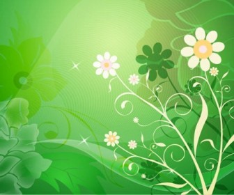 Vector Abstract Flower with Green Background
