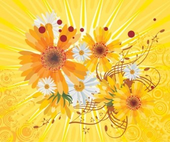 Vector Flower Abstract Yellow Background
