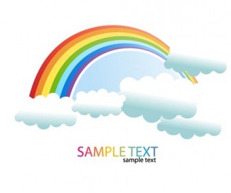 Rainbow And Clouds Vector Illustration