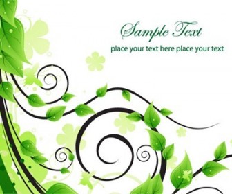 Green Floral Swirl Vector Illustration