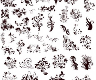 Floral Design Elements in Different Styles for Design