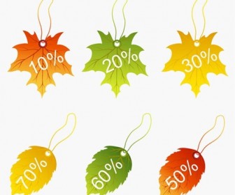 Autumnal Discount with Fall Leaves Vector Graphic