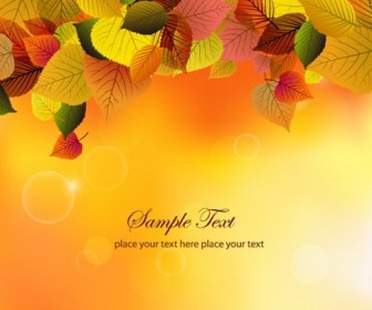 Autumn Background with Leaves Vector Illustration