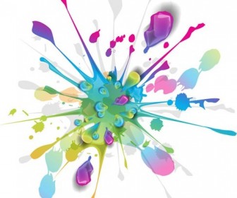 Splashes of Colorful Ink Vector Art