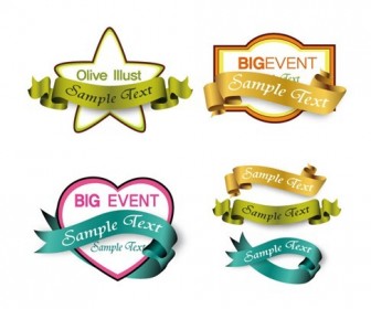 Shopping Labels with Ribbons Vector Graphic