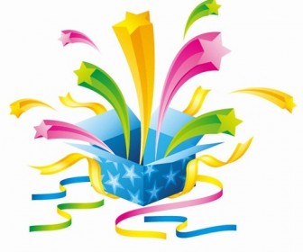 Exploding Gift Box with Colorful Star for Celebration