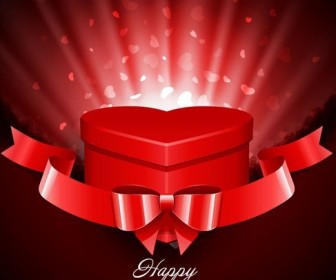 Heart Gift Present with Fly Hearts Valentine's Day Background