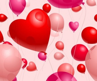 Romantic Heart-Shaped Balloons Valentine's Day Vector Illustration