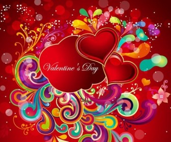 Abstract Colorful Floral with Heart for Valentine's Day