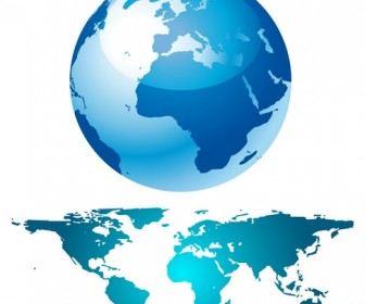 Blue Globe And World Map