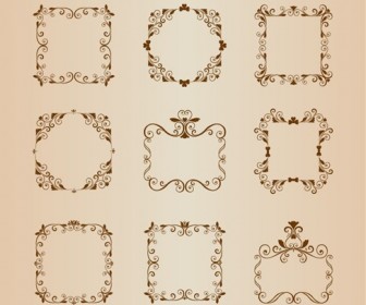 Vector Set of Vintage Ornamental Floral Border Frame