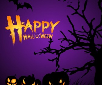 Halloween Night Poster Template Vector Illustration