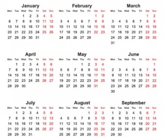 2014 Year Vector Calendar