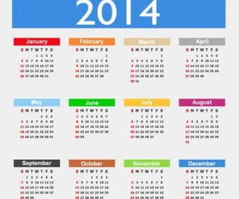 Calendar Design 2014 Year Vector Graphic