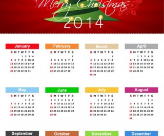 Christmas Calendar for 2014 Year Vector Illustration