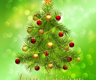 Christmas Tree on Bokeh Background Vector Graphic