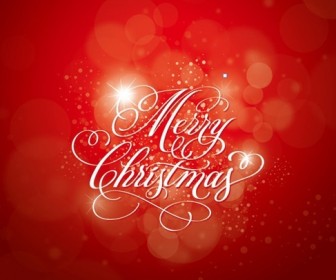 Christmas Calligraphy Red Background Vector Graphic