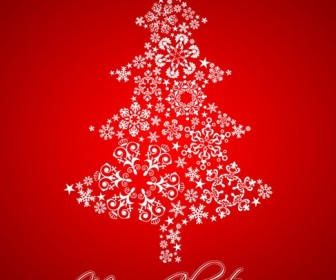 Abstract Christmas Tree with Snowflakes Vector Illustration