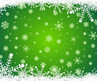 Green Christmas Background with Snowflakes