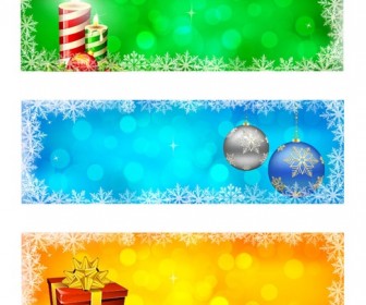 Set of Winter Christmas Banners Vector Illustration