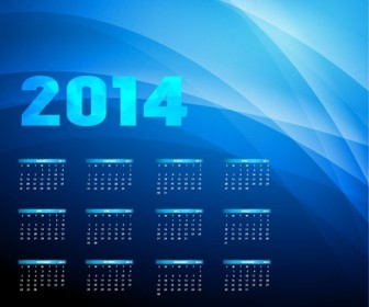 2014 Year Calendar on Blue Background Vector Illustration