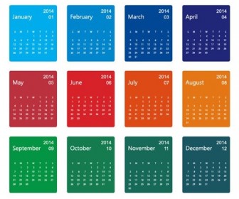 Colorful Design 2014 Calendar Vector