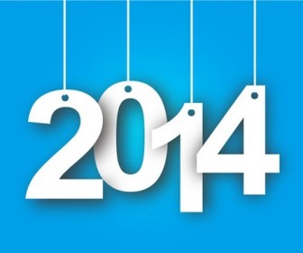 2014 Year Tags on Blue Background Vector Illustration