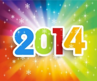 Happy New Year 2014 Colorful Background Vector Illustration