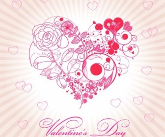 Abstract Beautiful Floral Heart For Valentine Day Vector Illustration