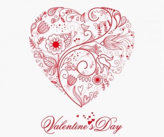 Beautiful Greeting Floral Heart Vector Illustration