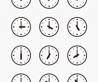 Set of Wall Clocks With Another Times