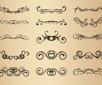 Set of Vector Vintage Floral Design Elements