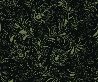 Seamless Floral Background Dark Green