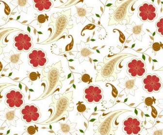 Floral Seamless Background in Retro Colors