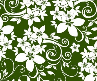 Abstract Floral Ornament on Green Background